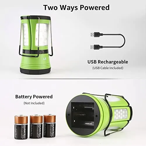 LE Lámpara de Cámping LED  600 lúmenes  con 2 Antorchas Desmontables  USB Recargable y Con Pilas  Farol Cámping Resistente al Ag