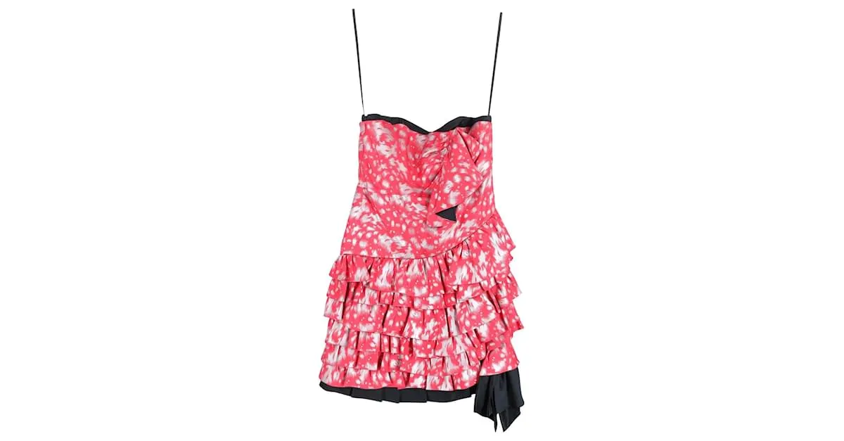 Marc Jacobs Marc By Marc Jacob Minivestido estampado con volantes en seda rosa 