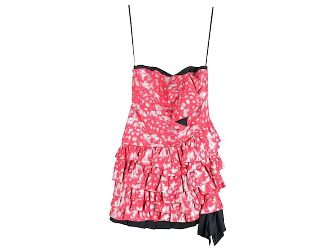 Marc Jacobs Marc By Marc Jacob Minivestido estampado con volantes en seda rosa 
