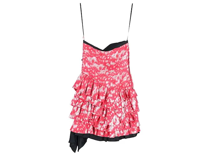 Marc Jacobs Marc By Marc Jacob Minivestido estampado con volantes en seda rosa 