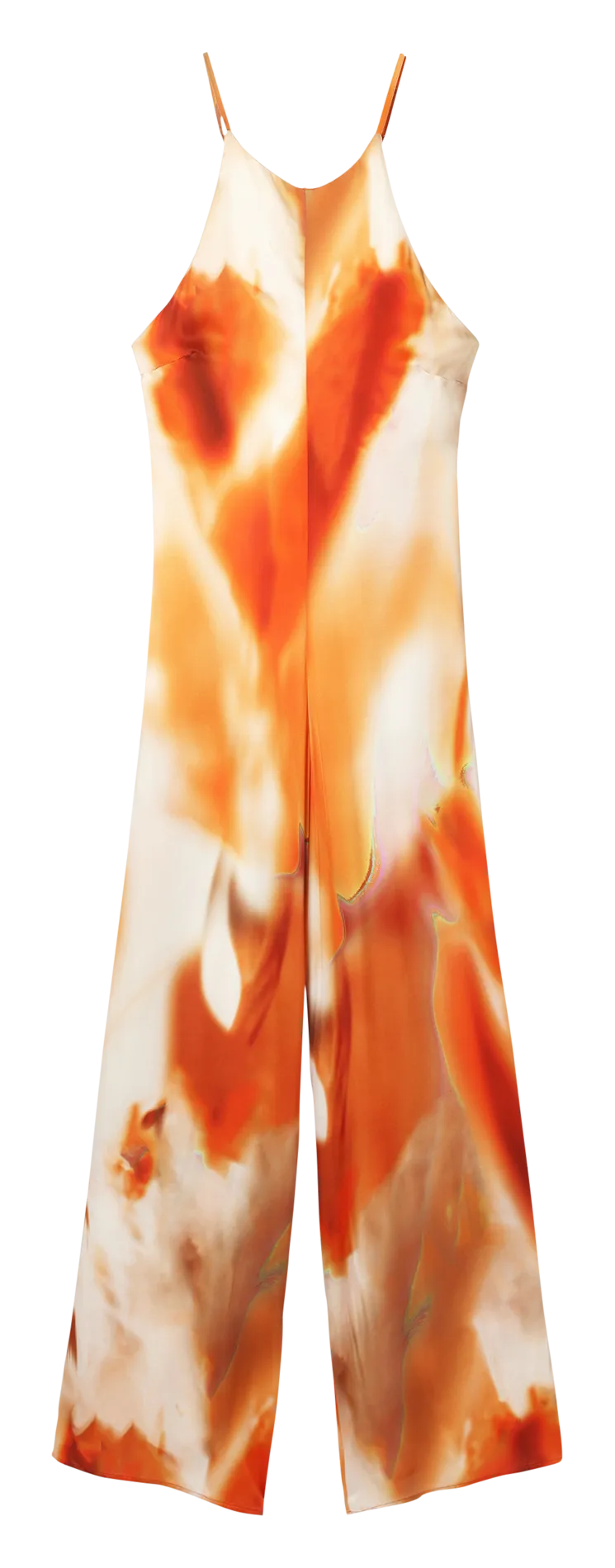 Mono estampado con espalda descubierta en naranja